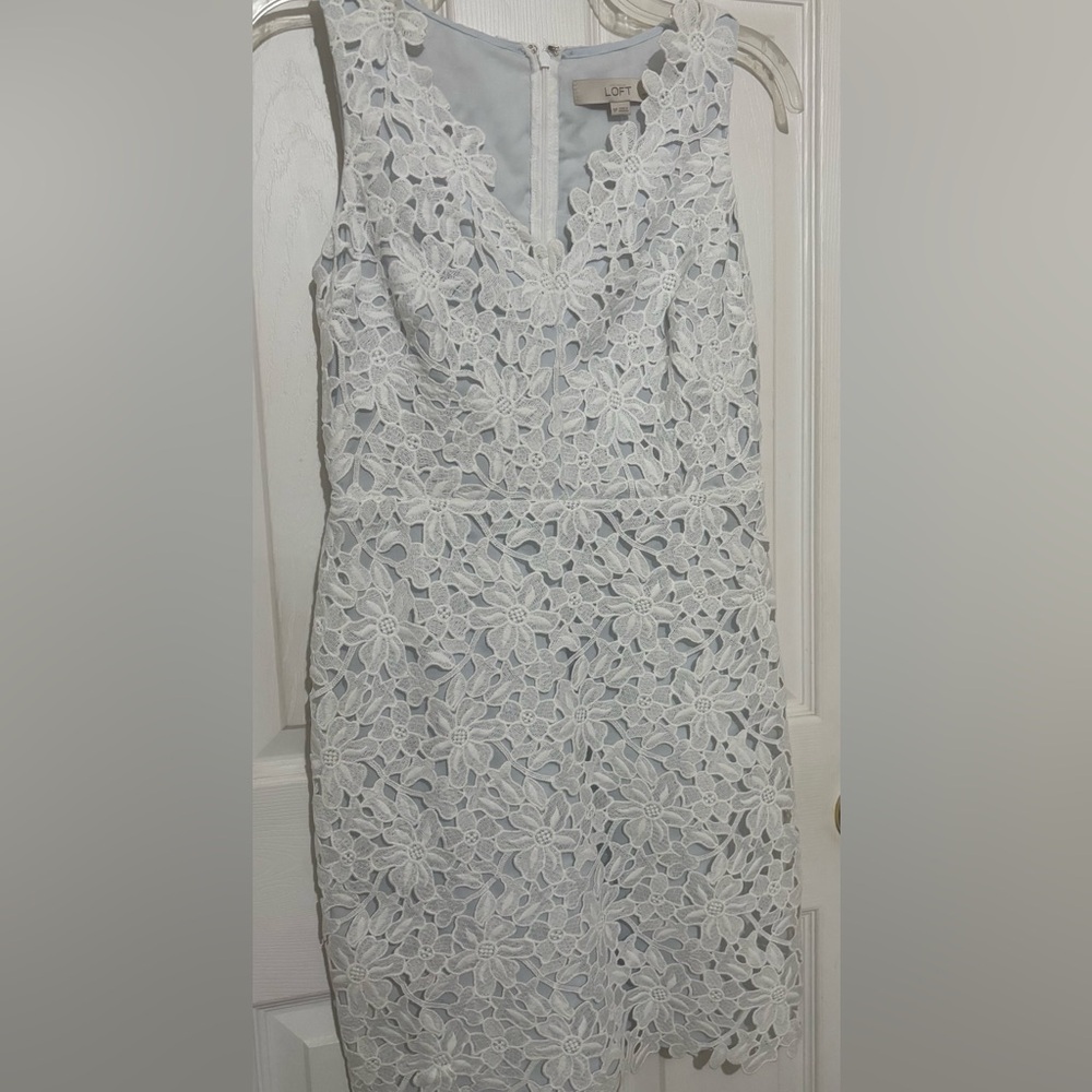 LOFT White Floral Lace Dress